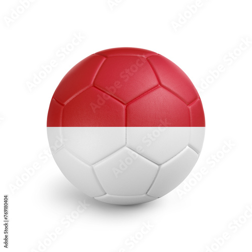 Soccer ball with Monaco team flag, isolated on white background