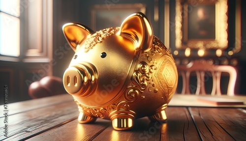 gold piggy bank photo