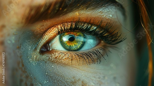 close up of a female eye with long eyelashes
