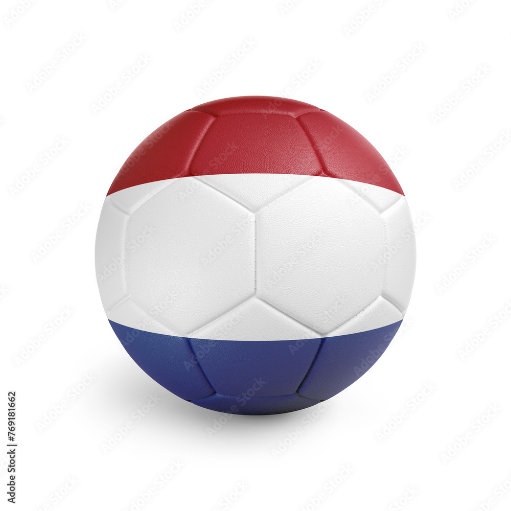 Soccer ball with Netherlands team flag, isolated on white background Soccer ball with Netherlands team flag, isolated on white background