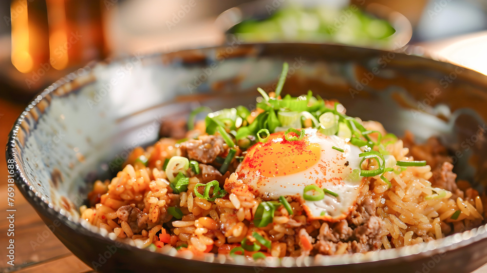 Korean Rice Bowl with Fried Rice and Beef