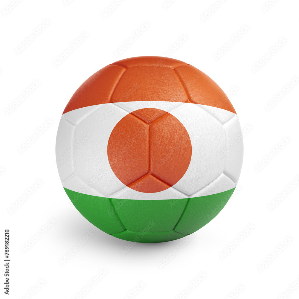 Soccer ball with Niger team flag, isolated on white background Soccer ball with Niger team flag, isolated on white background