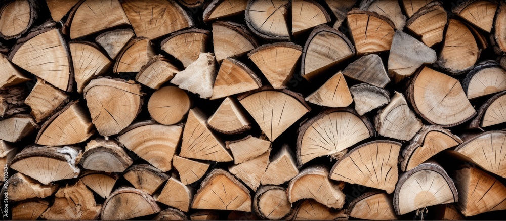 A curious feline sits comfortably on a stack of timber, with an alert expression on its face A curious feline sits comfortably on a stack of timber, with an alert expression on its face