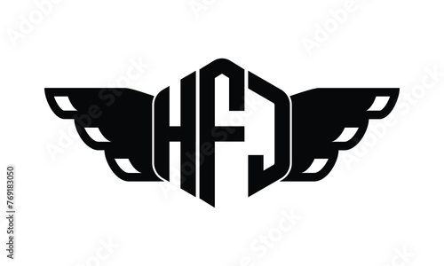 HFJ polygon wings logo design vector template. photo