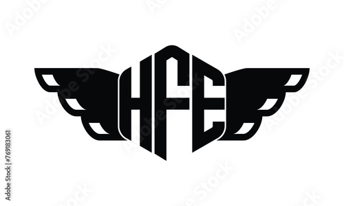 HFE polygon wings logo design vector template. photo