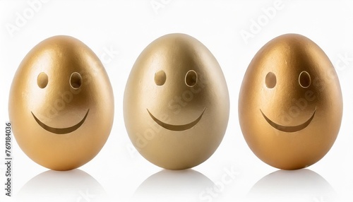 set of easter eggs with smile isolated on transparent