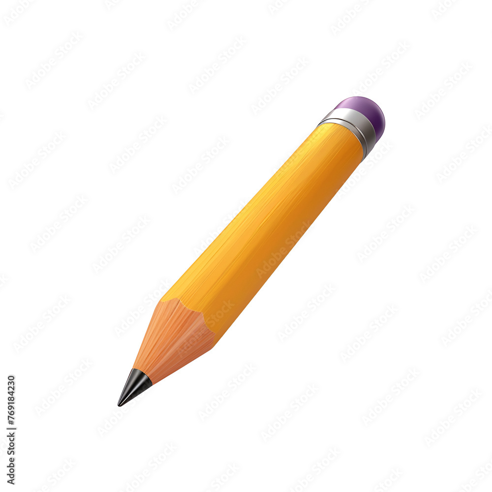 A Graphic Resource for Back to School and Teachers’ Day: Simple 3D Cartoon Render of Yellow Writing Pencil, Isolated on Transparent Background, PNG A Graphic Resource for Back to School and Teachers’ Day: Simple 3D Cartoon Render of Yellow Writing Pencil, Isolated on Transparent Background, PNG
