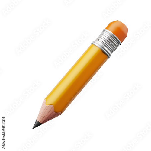 3D Render of Yellow Writing Pencil: A Simple Cartoon Illustration for Teachers’ Day and Back to School Graphic Resource, Isolated on Transparent Background, PNG