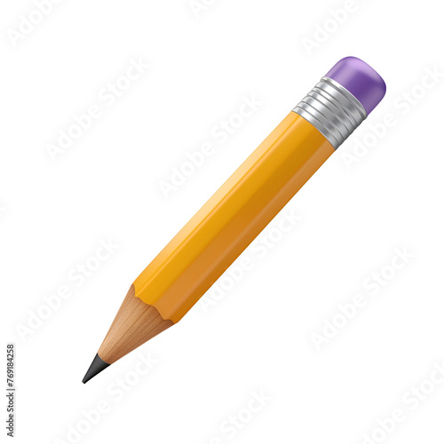 Yellow Writing Pencil in 3D Cartoon Illustration: A Graphic Resource for Back to School and Teachers’ Day, Isolated on Transparent Background, PNG