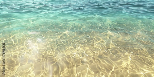 A sandy beach and shallow water texture, capturing the sun-drenched shores and crystal-clear waters of the exotic locales created with Generative AI Technology photo
