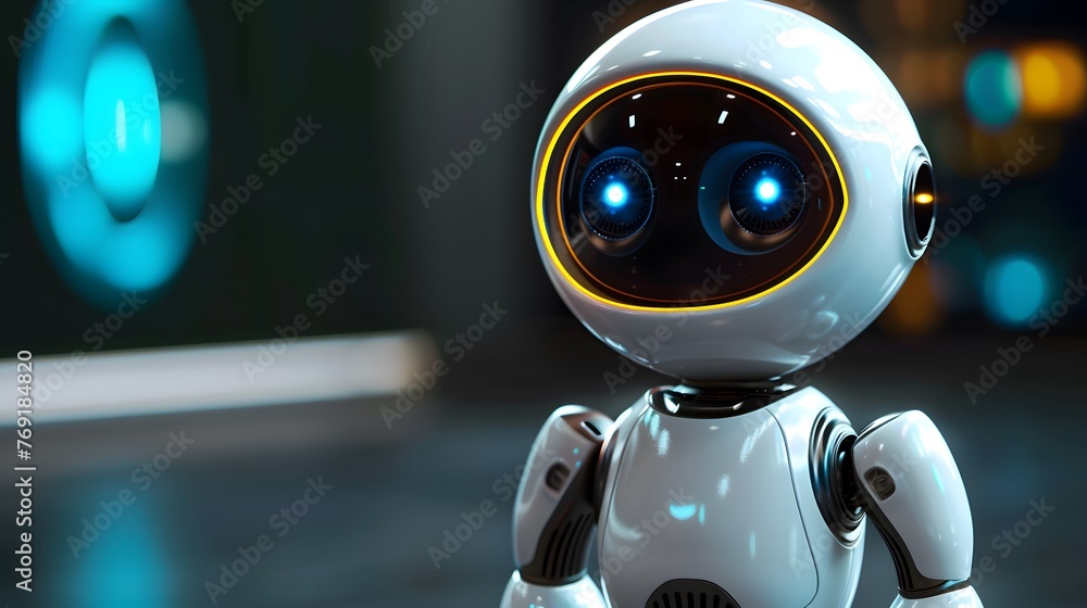 cute robot on a cyber background cute robot on a cyber background