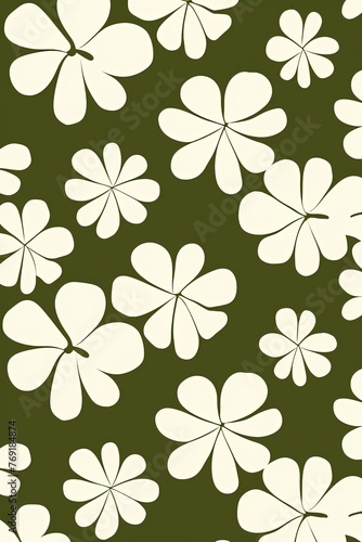 simple khaki flower pattern, lino cut, hand drawn, fine art, line art © Celina