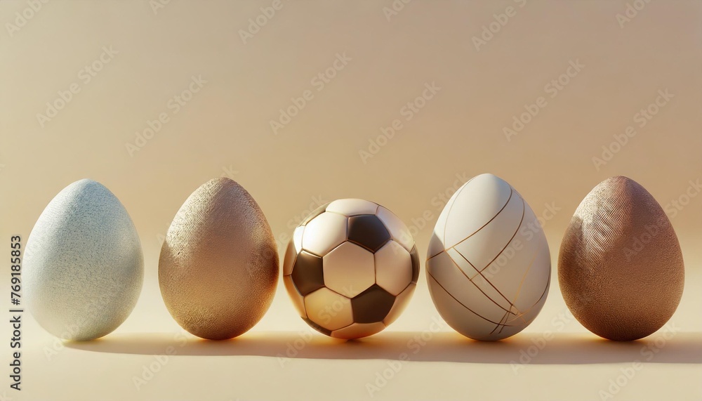 Fototapeta premium diffferent sport balls as easter egg easter concept with sport theme 3d illustration
