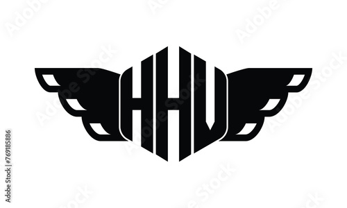 HHV polygon wings logo design vector template. photo