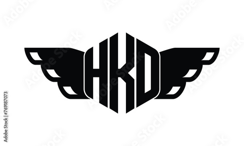 HKO polygon wings logo design vector template. photo