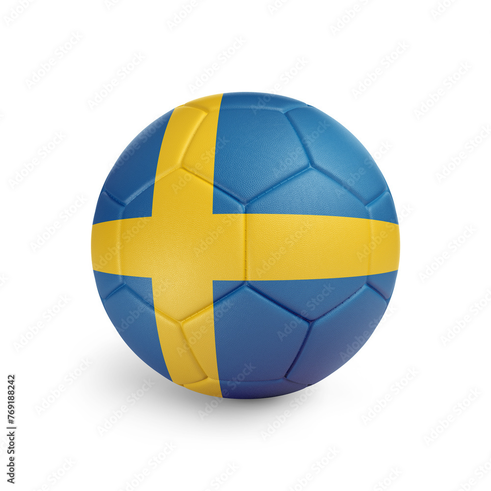 Soccer ball with Sweden team flag, isolated on white background Soccer ball with Sweden team flag, isolated on white background