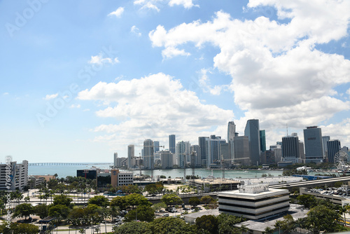 View of Miami Florida from atop ship