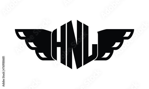 HNL polygon wings logo design vector template. photo