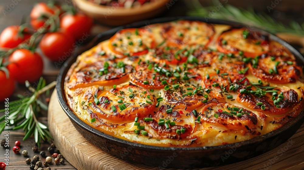 Spanish omelette with potatoes and onion, typical Spanish cuisine. Tortilla espanola. Spanish omelette with potatoes and onion, typical Spanish cuisine. Tortilla espanola.