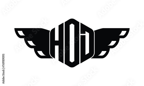 HOD polygon wings logo design vector template.