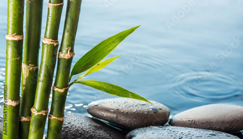 beautiful spa background with bamboo and water