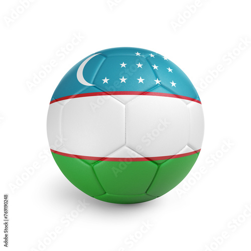 Soccer ball with Uzbekistan team flag  isolated on white background