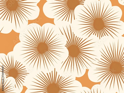 simple tan flower pattern, lino cut, hand drawn, fine art, line art