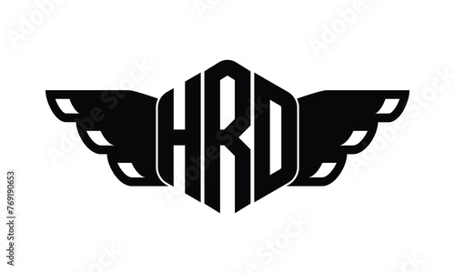 HRO polygon wings logo design vector template. photo