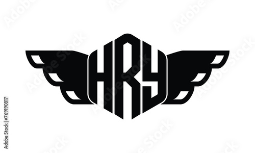 HRY polygon wings logo design vector template.