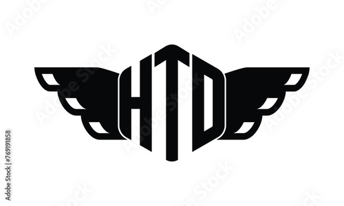HTO polygon wings logo design vector template. photo
