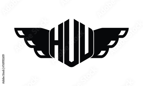 HUU polygon wings logo design vector template. photo