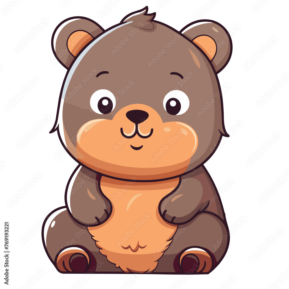 A cartoon bear is sitting on a white background