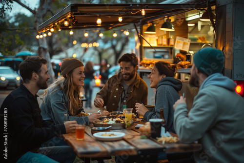 Group of People Sitting Around Wooden Table