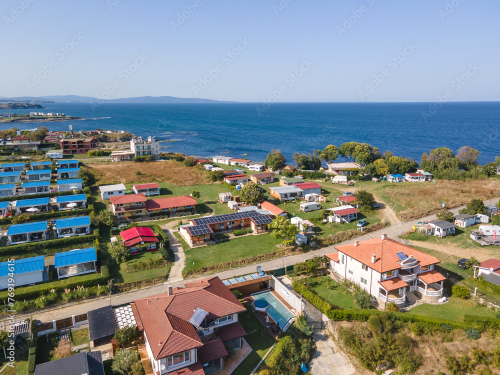 Naklejka premium Aerial view of Black sea coast near Arapya beach, Bulgaria