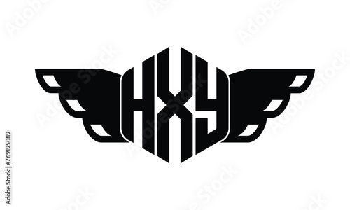 HXY polygon wings logo design vector template. photo