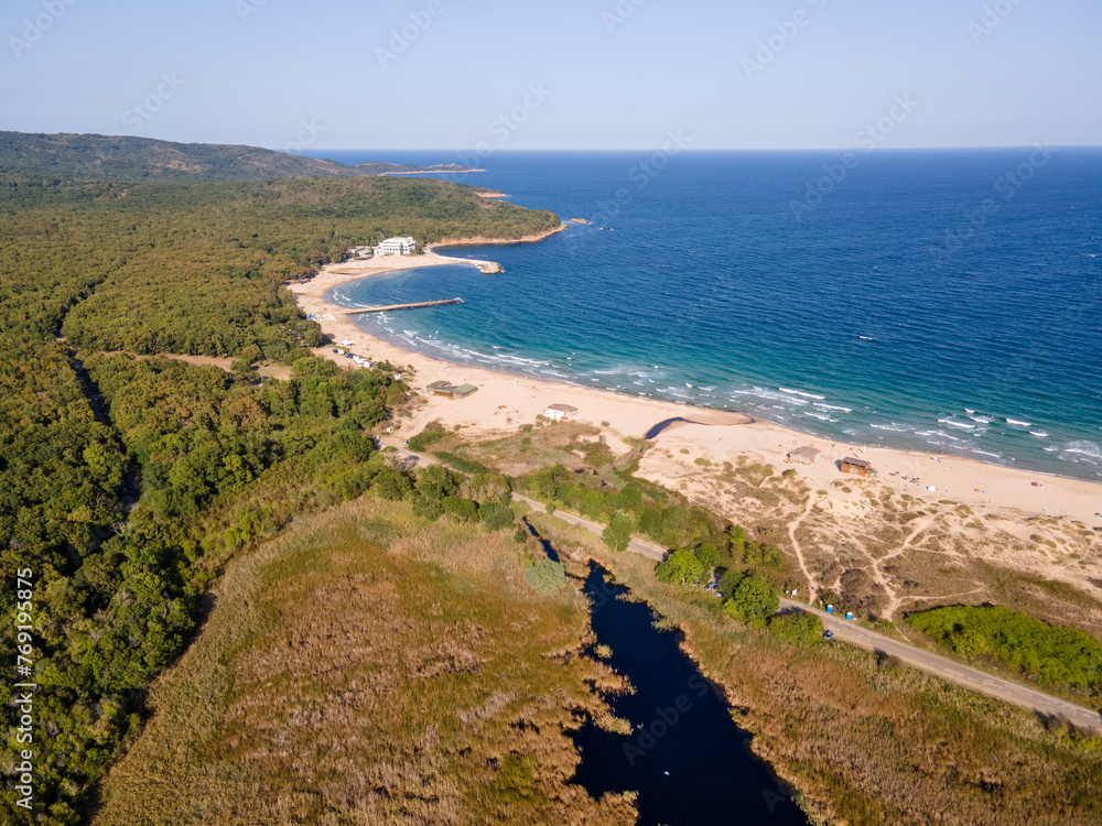 Aerial view of Black sea coast near Perla beach, Bulgaria