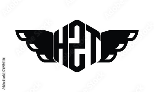 HZT polygon wings logo design vector template. photo