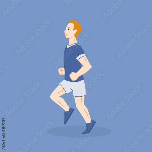 athlete runs vector illustration flat