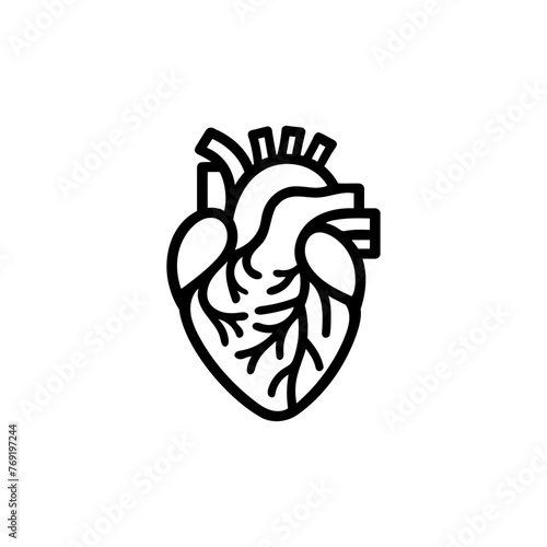 Heart flat line icon. Vector illustration of human internal organ, outline illustration on white background