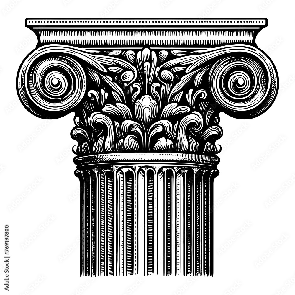 Column Capital Engraving engraving PNG illustration with transparent background - obrazy, fototapety, plakaty 