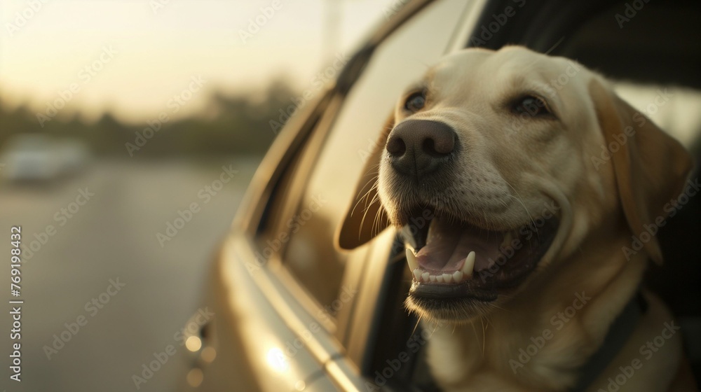 Image of dog peeking out of a car window.