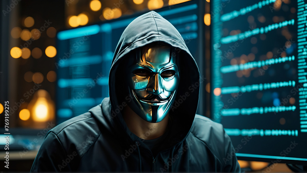 hacker man on computer, hacker in hoodie, cybercrime concept , cyber security hacker man on computer, hacker in hoodie, cybercrime concept , cyber security