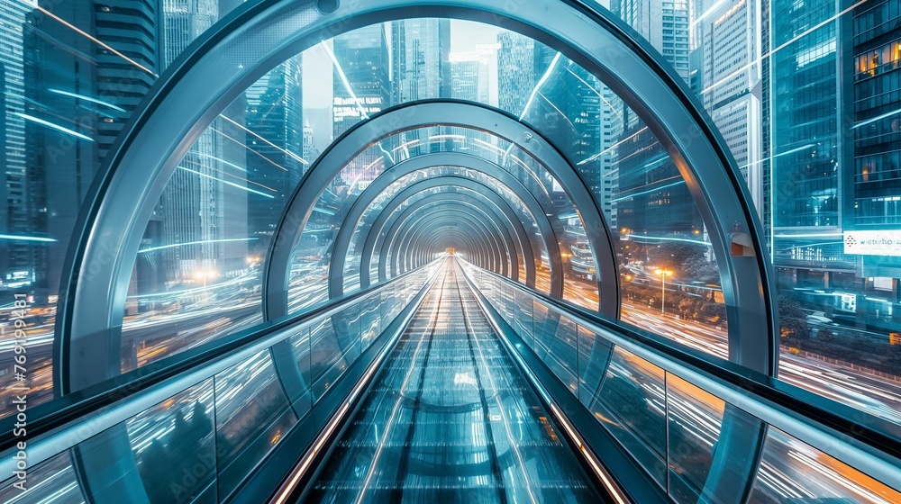 Obraz premium Image of futuristic glass tunnel.
