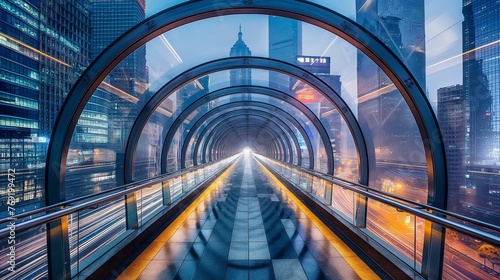 Image of futuristic glass tunnel.