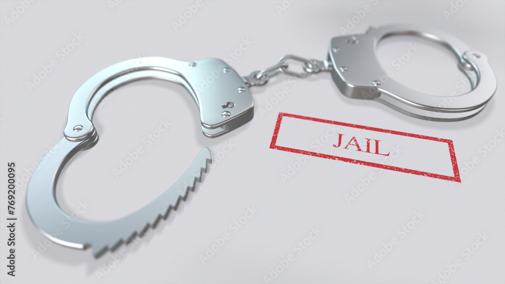 Jail Word and Handcuffs 3D Illustration Jail Word and Handcuffs 3D Illustration