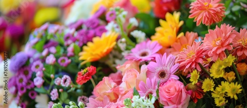 Arrangement of flowers in a container