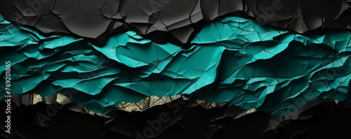 torn turquoise papper on a black background 