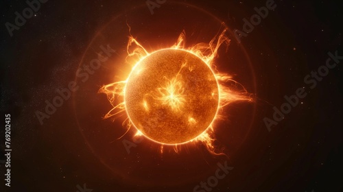 Image of the sun burning fiercely in the vast expanse of deep space.