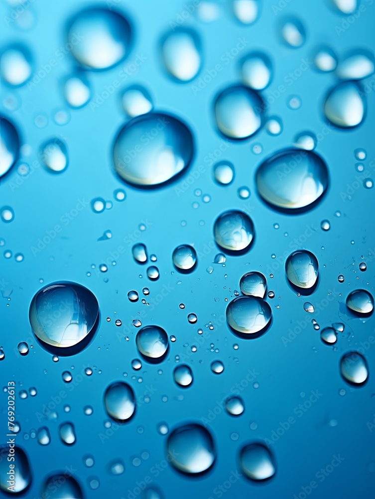 water droplets on all azure, matte background