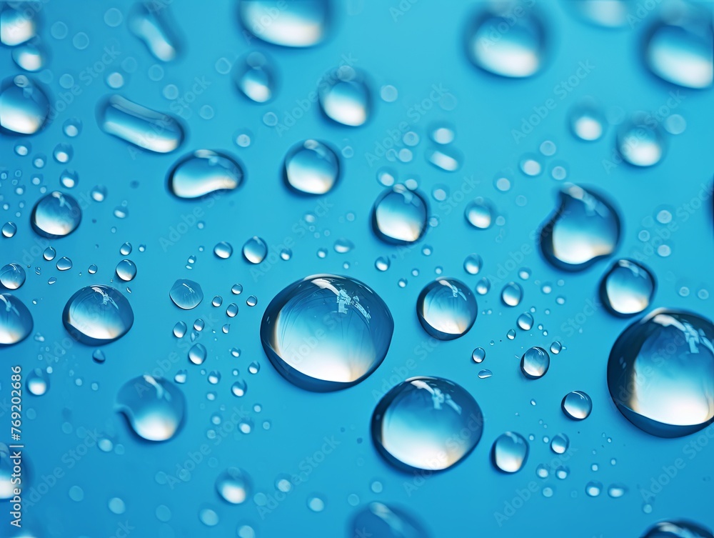 water droplets on all azure, matte background